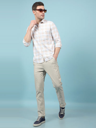 Beige Checked Shirt-Men Shirts-Crimsoune Club