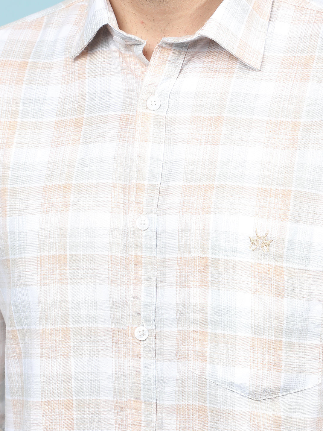 Beige Checked Shirt-Men Shirts-Crimsoune Club