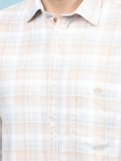 Beige Checked Shirt-Men Shirts-Crimsoune Club