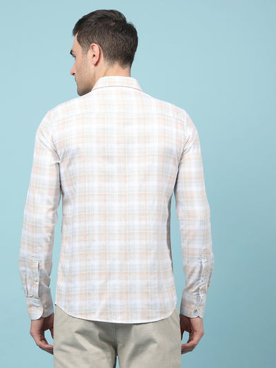 Beige Checked Shirt-Men Shirts-Crimsoune Club