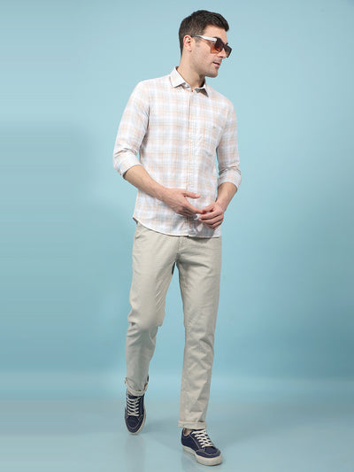 Beige Checked Shirt-Men Shirts-Crimsoune Club