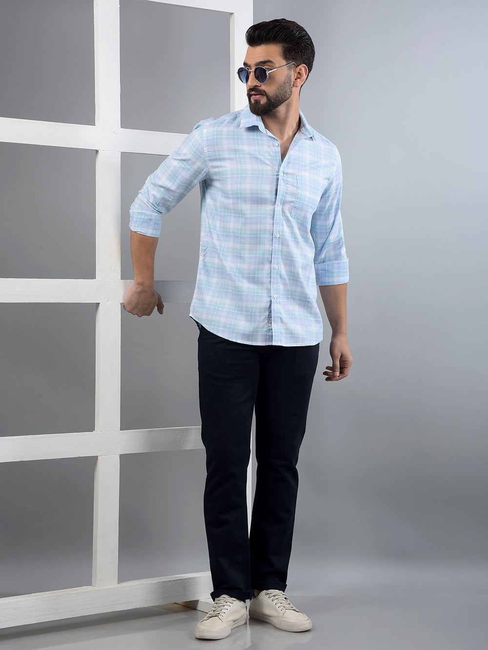 Blue Checked Shirt-Men Shirts-Crimsoune Club