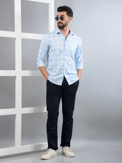 Blue Checked Shirt-Men Shirts-Crimsoune Club