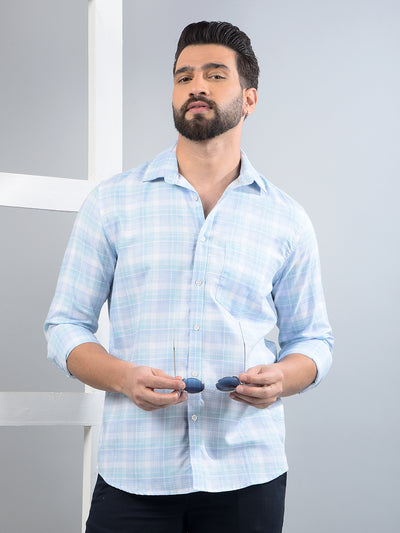 Blue Checked Shirt-Men Shirts-Crimsoune Club
