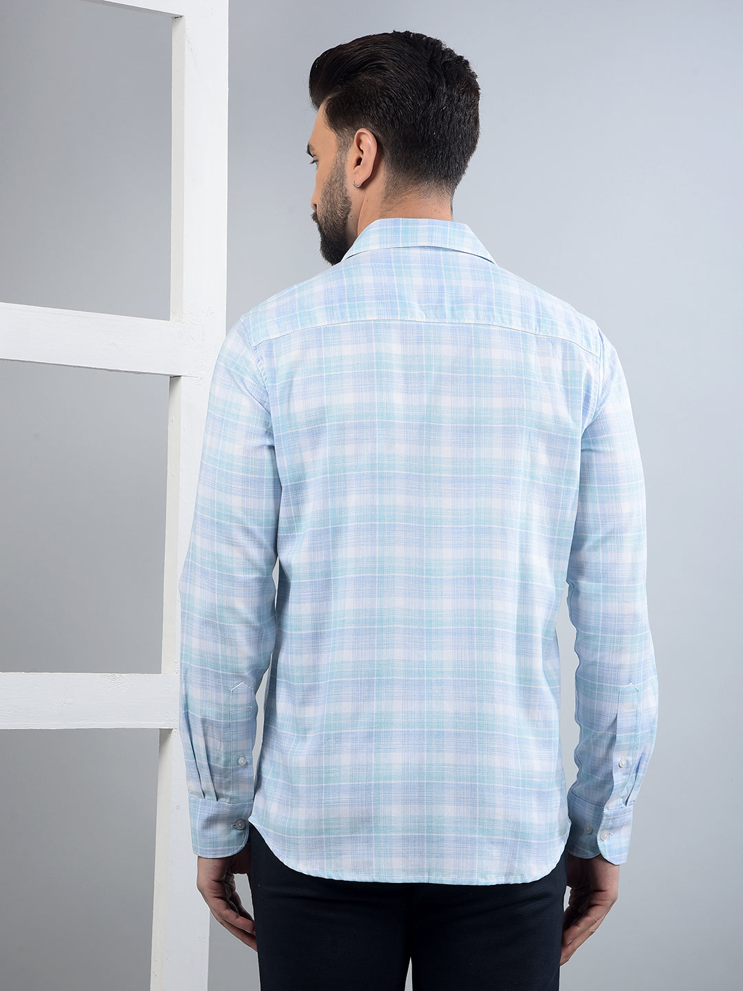 Blue Checked Shirt-Men Shirts-Crimsoune Club