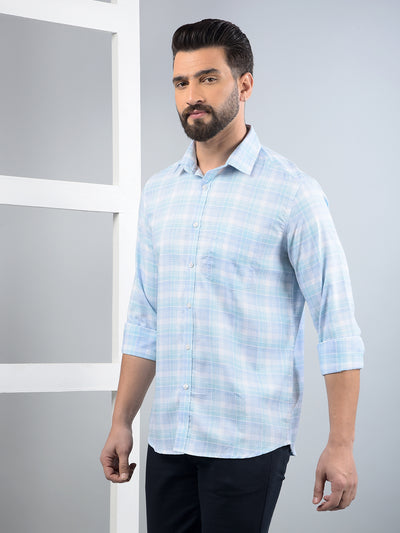 Blue Checked Shirt-Men Shirts-Crimsoune Club
