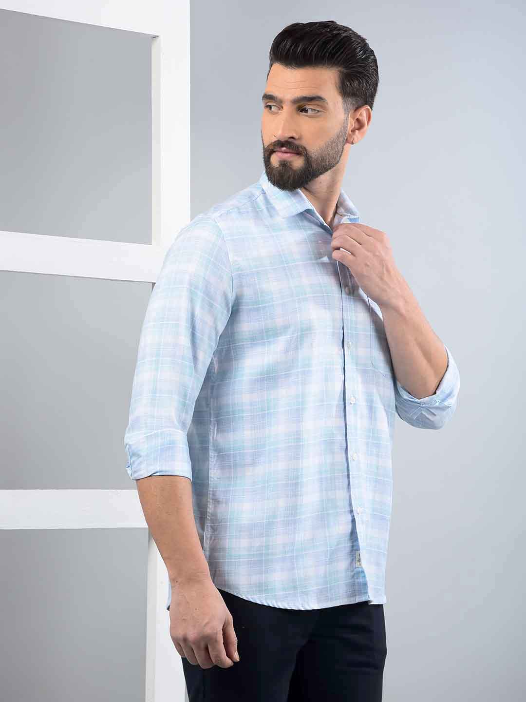 Blue Checked Shirt-Men Shirts-Crimsoune Club
