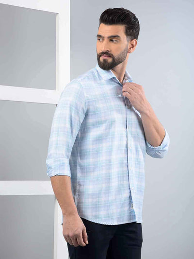 Blue Checked Shirt-Men Shirts-Crimsoune Club