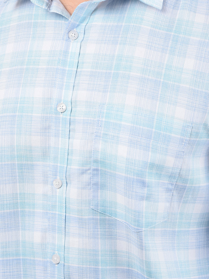 Blue Checked Shirt-Men Shirts-Crimsoune Club
