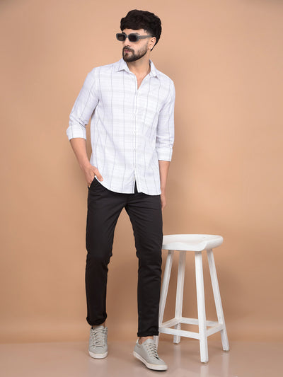 White Checked Shirt-Men Shirts-Crimsoune Club