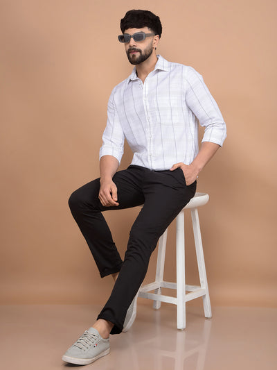White Checked Shirt-Men Shirts-Crimsoune Club