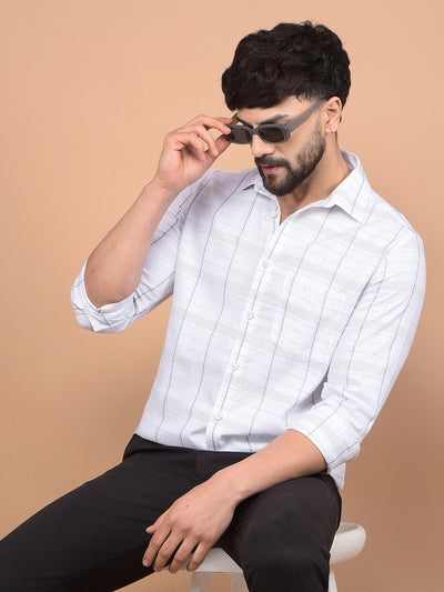 White Checked Shirt-Men Shirts-Crimsoune Club