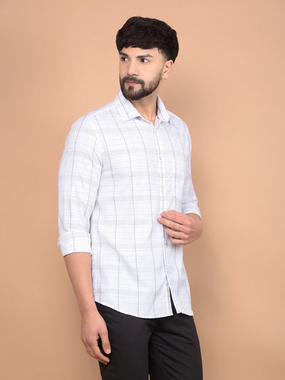 White Checked Shirt-Men Shirts-Crimsoune Club