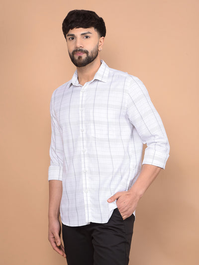 White Checked Shirt-Men Shirts-Crimsoune Club