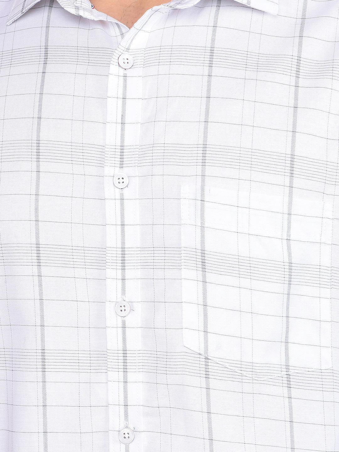 White Checked Shirt-Men Shirts-Crimsoune Club
