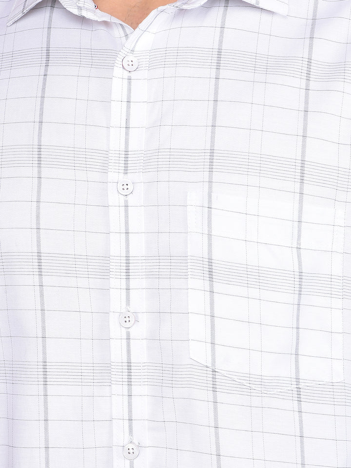 White Checked Shirt-Men Shirts-Crimsoune Club