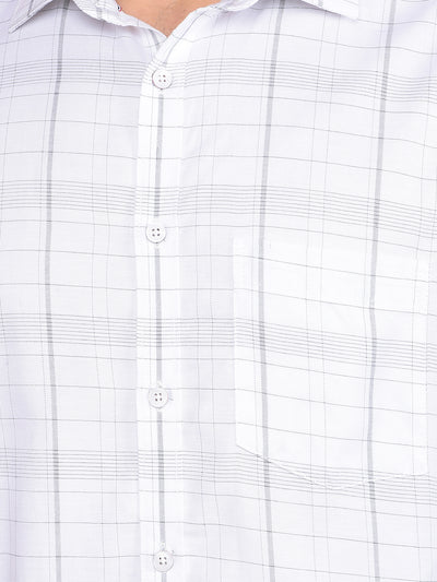 White Checked Shirt-Men Shirts-Crimsoune Club