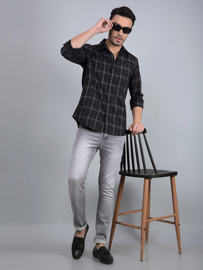 Black Checked Shirt-Men Shirts-Crimsoune Club