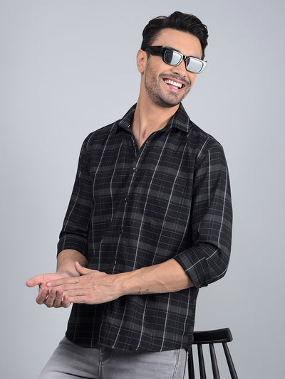 Black Checked Shirt-Men Shirts-Crimsoune Club