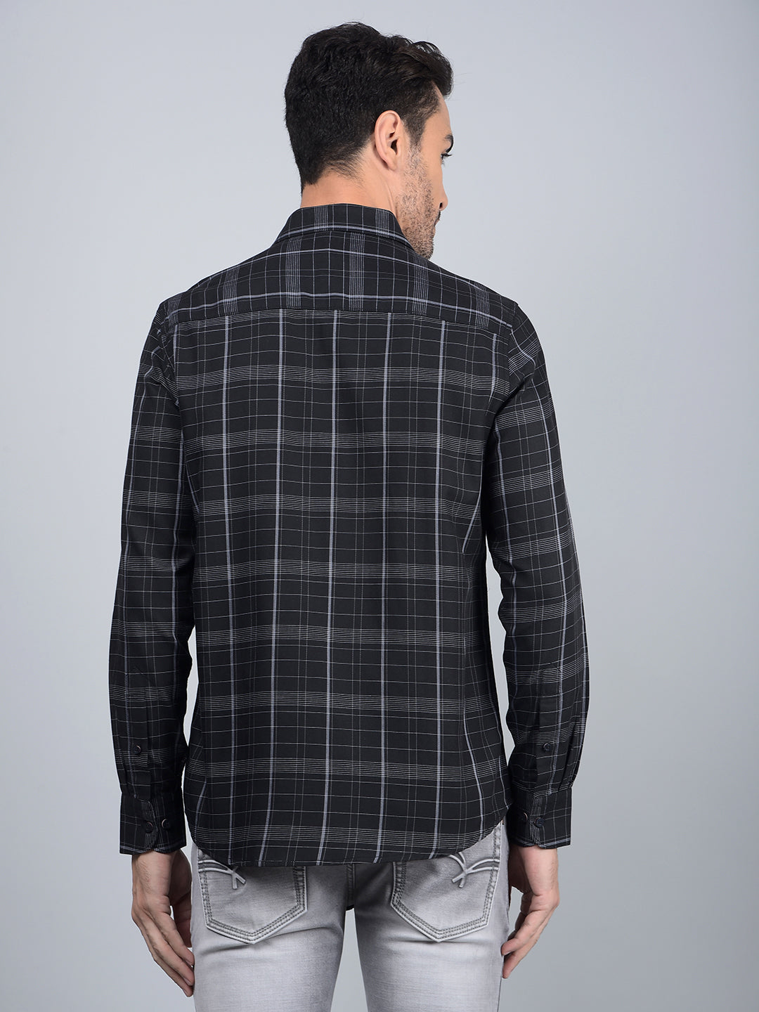 Black Checked Shirt-Men Shirts-Crimsoune Club