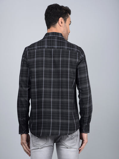 Black Checked Shirt-Men Shirts-Crimsoune Club