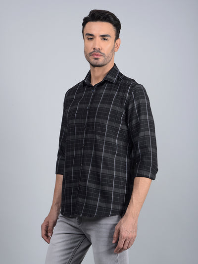 Black Checked Shirt-Men Shirts-Crimsoune Club