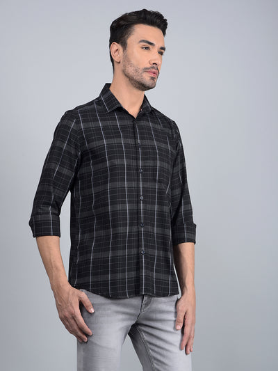 Black Checked Shirt-Men Shirts-Crimsoune Club