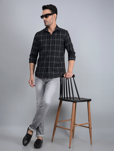 Black Checked Shirt-Men Shirts-Crimsoune Club