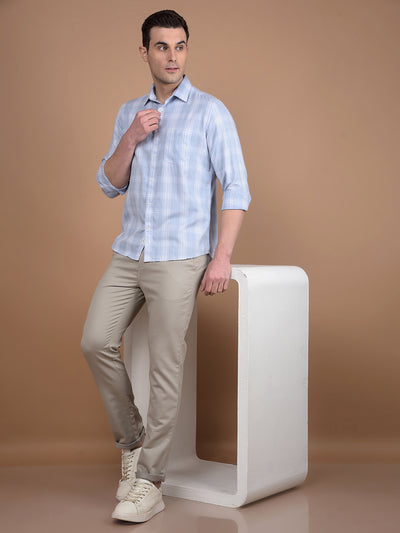 Blue Checked 100% Cotton Shirt-Men Shirts-Crimsoune Club