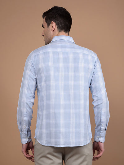 Blue Checked 100% Cotton Shirt-Men Shirts-Crimsoune Club