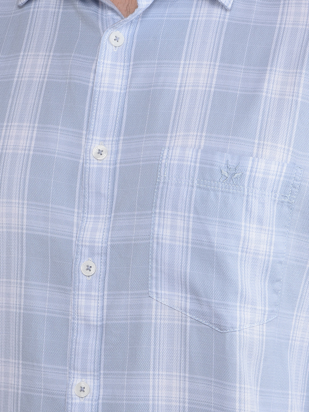 Blue Checked 100% Cotton Shirt-Men Shirts-Crimsoune Club