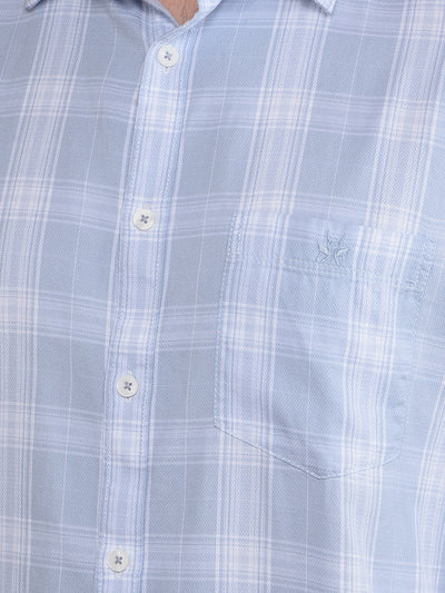 Blue Checked 100% Cotton Shirt-Men Shirts-Crimsoune Club