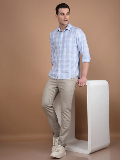 Blue Checked 100% Cotton Shirt-Men Shirts-Crimsoune Club
