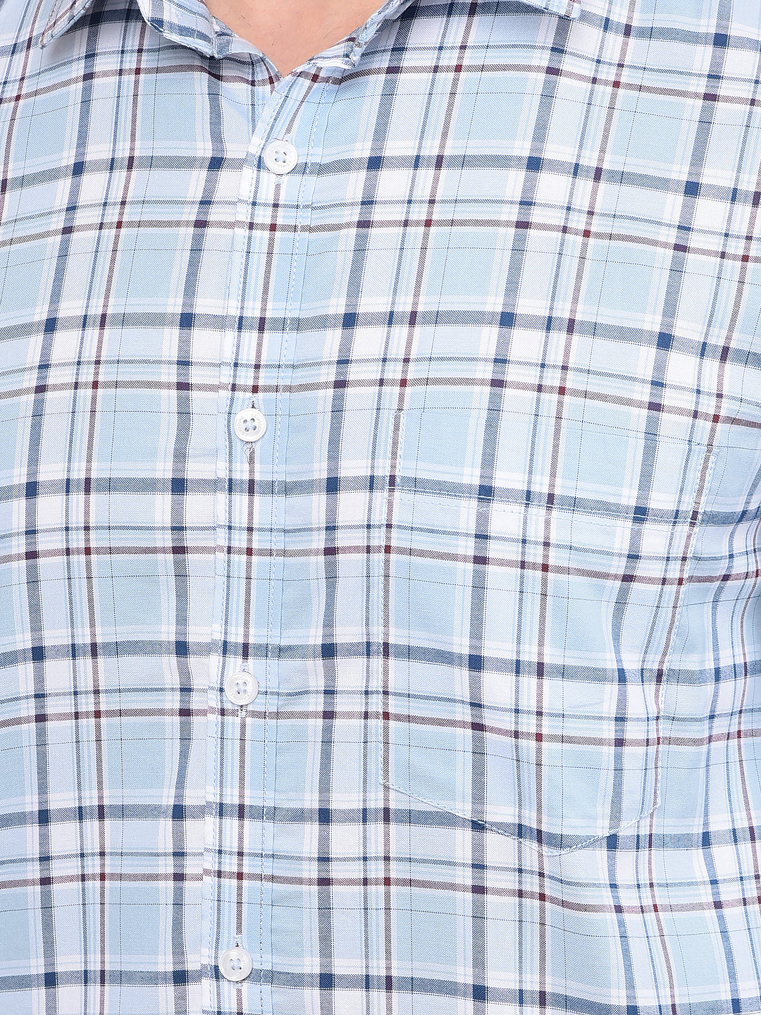 Blue Checked 100% Cotton Shirt-Men Shirts-Crimsoune Club