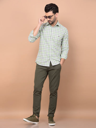 Green Checked 100% Cotton Shirt-Men Shirts-Crimsoune Club