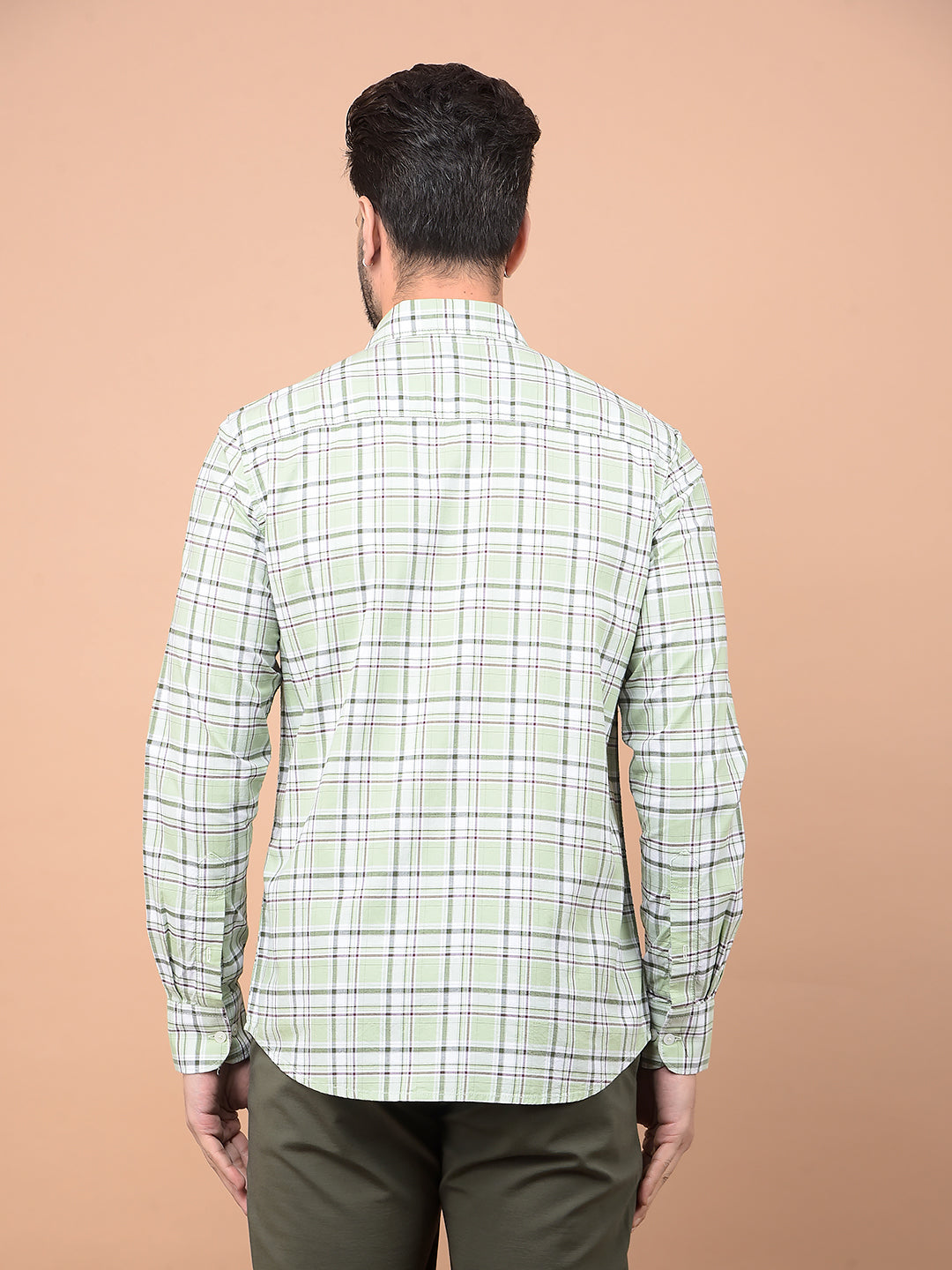 Green Checked 100% Cotton Shirt-Men Shirts-Crimsoune Club
