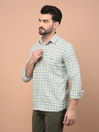 Green Checked 100% Cotton Shirt-Men Shirts-Crimsoune Club