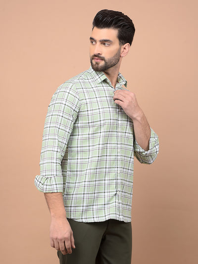 Green Checked 100% Cotton Shirt-Men Shirts-Crimsoune Club