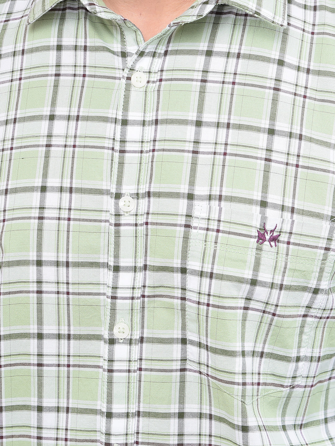 Green Checked 100% Cotton Shirt-Men Shirts-Crimsoune Club