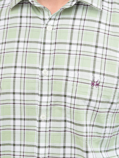 Green Checked 100% Cotton Shirt-Men Shirts-Crimsoune Club