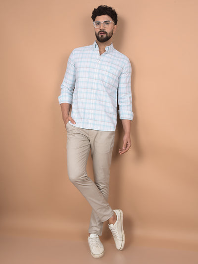 White Checked 100% Cotton Shirt-Men Shirts-Crimsoune Club