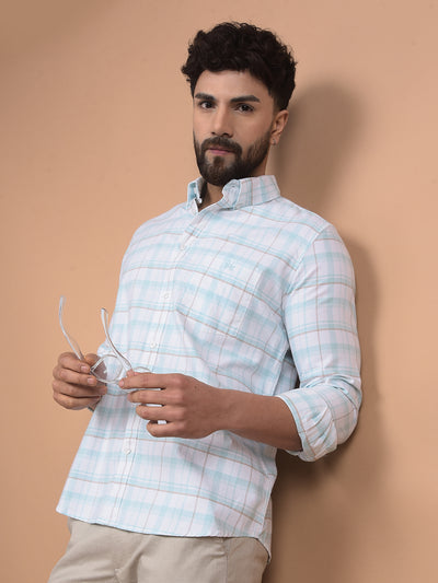 White Checked 100% Cotton Shirt-Men Shirts-Crimsoune Club