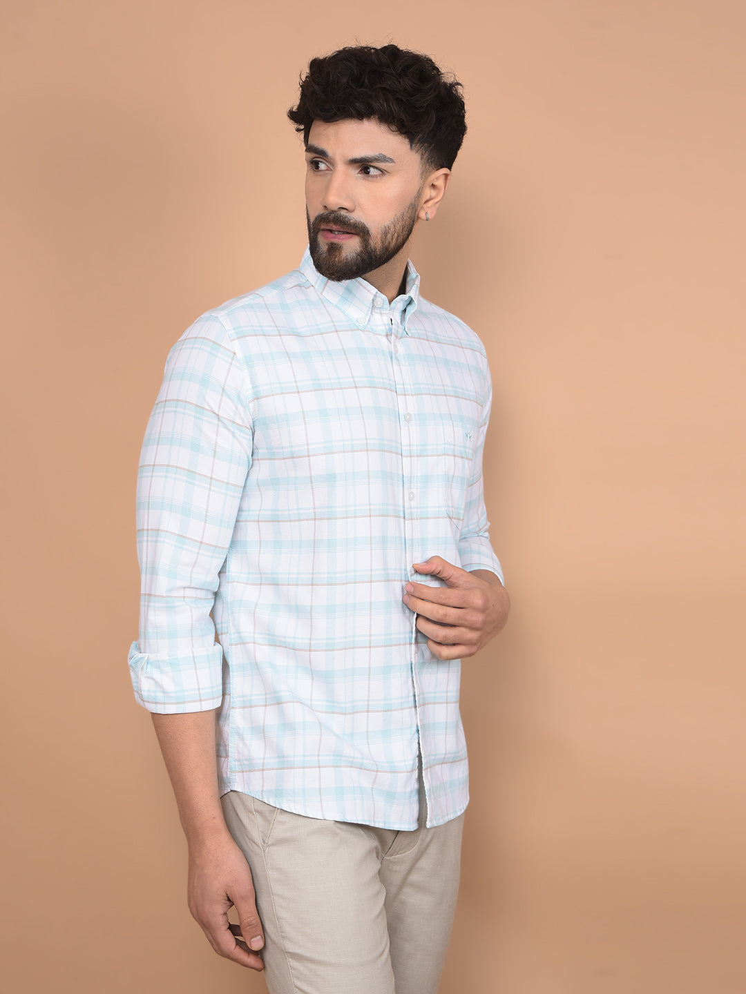 White Checked 100% Cotton Shirt-Men Shirts-Crimsoune Club