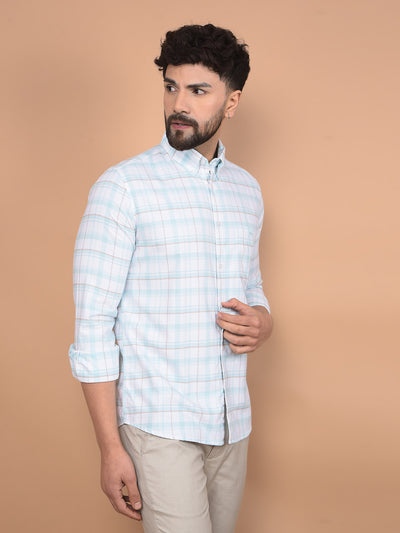 White Checked 100% Cotton Shirt-Men Shirts-Crimsoune Club