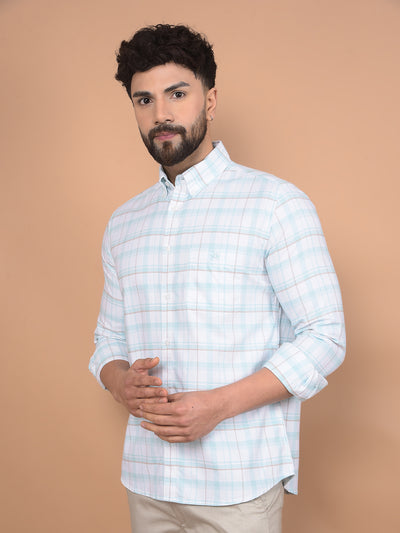 White Checked 100% Cotton Shirt-Men Shirts-Crimsoune Club