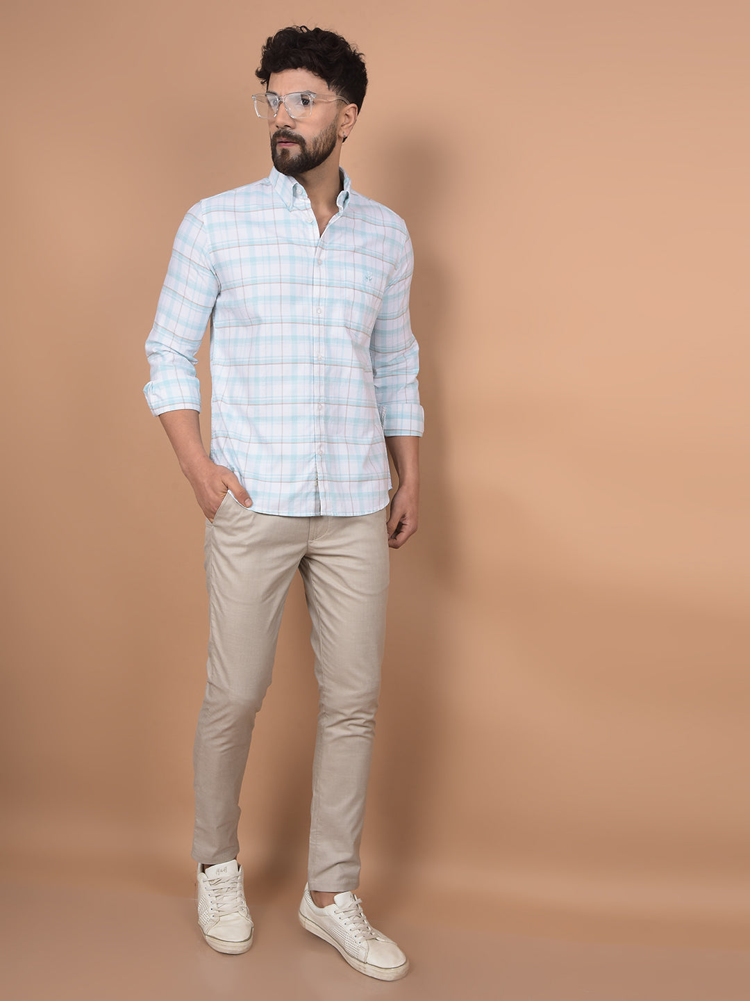 White Checked 100% Cotton Shirt-Men Shirts-Crimsoune Club