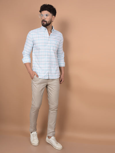 White Checked 100% Cotton Shirt-Men Shirts-Crimsoune Club