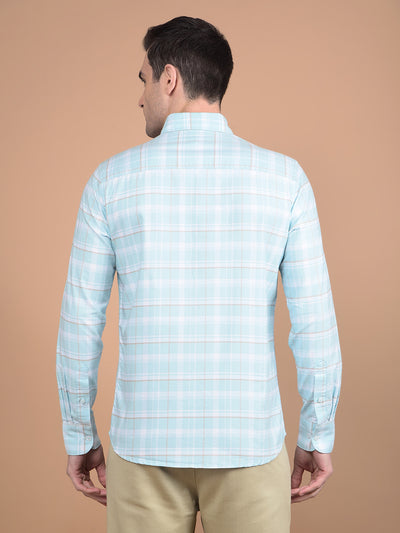 Blue Checked 100% Cotton Shirt-Men Shirts-Crimsoune Club