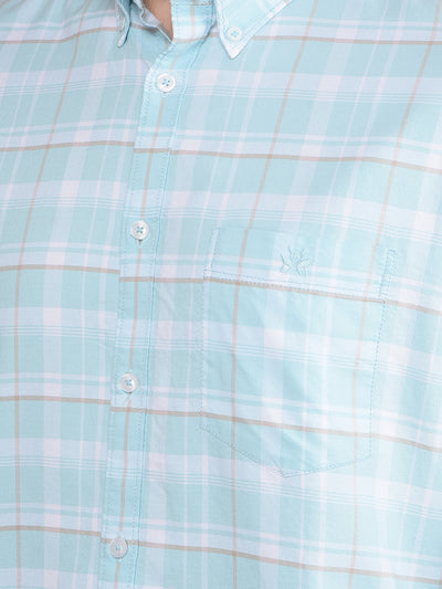 Blue Checked 100% Cotton Shirt-Men Shirts-Crimsoune Club