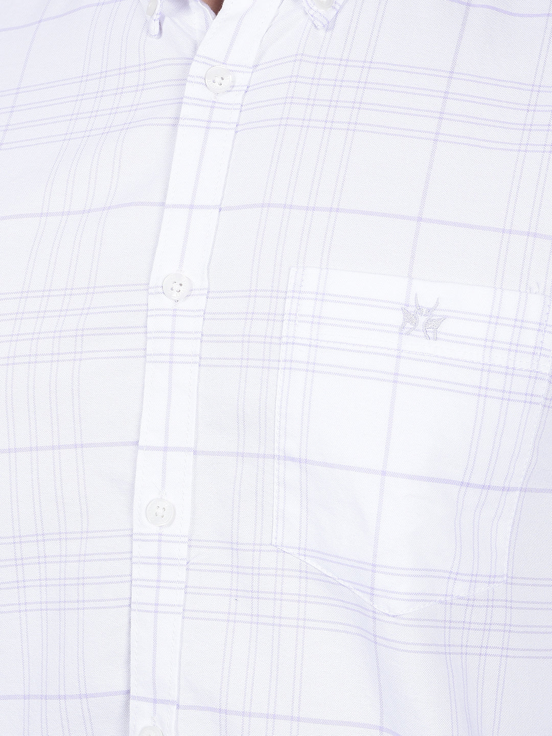 White Checked 100% Cotton Button Down Collar Shirt-Men Shirts-Crimsoune Club
